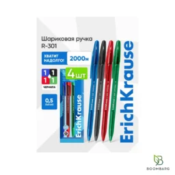 خودکار اریک کراوزه مدل R-301 Stick&Grip Original 1.0 نوک 1.0 میلی‌متر در چهار رنگ آبی، مشکی، قرمز و سبز - بومبرگ