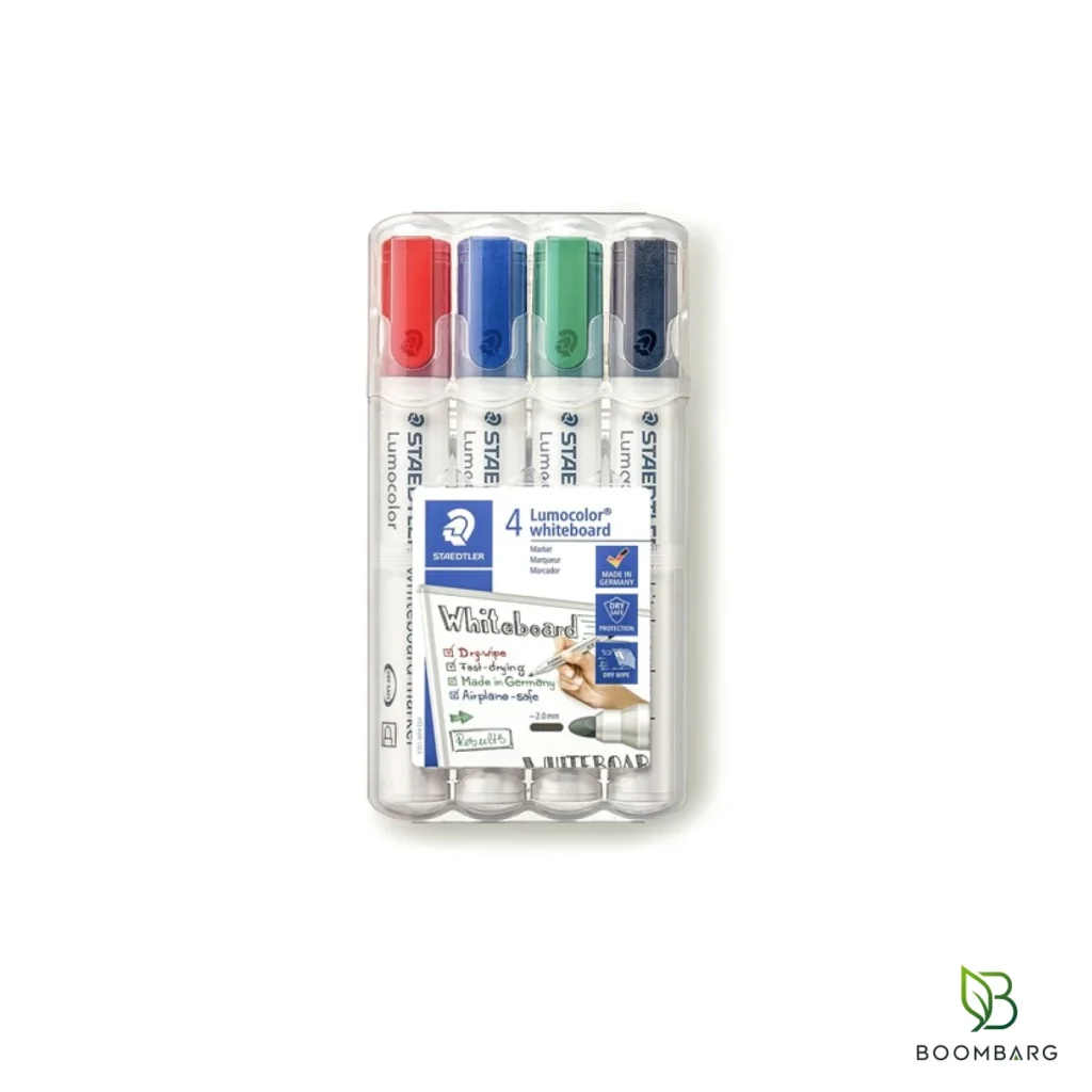 ماژیک وایت برد استدلر Lumocolor 351 نوک گرد 2 میلی‌متر در چهار رنگ