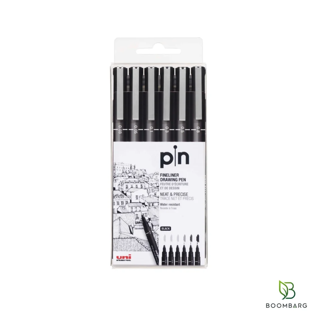 ست راپید یونی پین Uni Pin Fine Line مشکی 6 عددی - بومبرگ